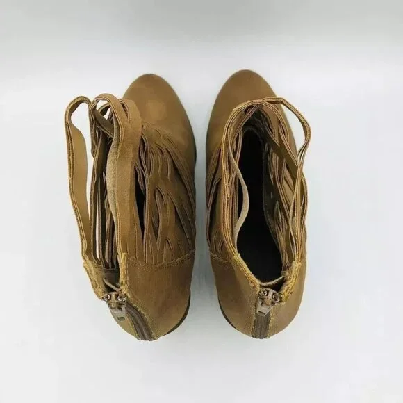 Arizona Jeans Womens Boots 9.5 Olympia Booties Memory Foam Brown Ankle Zip Weave - Picture 8 of 11